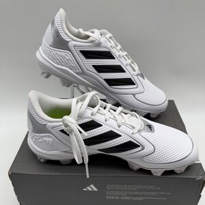 Adidas‎ PureHustle 3 MD White Black Silver Softball Baseball Cleats Shoes